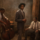 Michael Potter, Chadwick Boseman, and Colman Domingo in Ma Rainey's Black Bottom